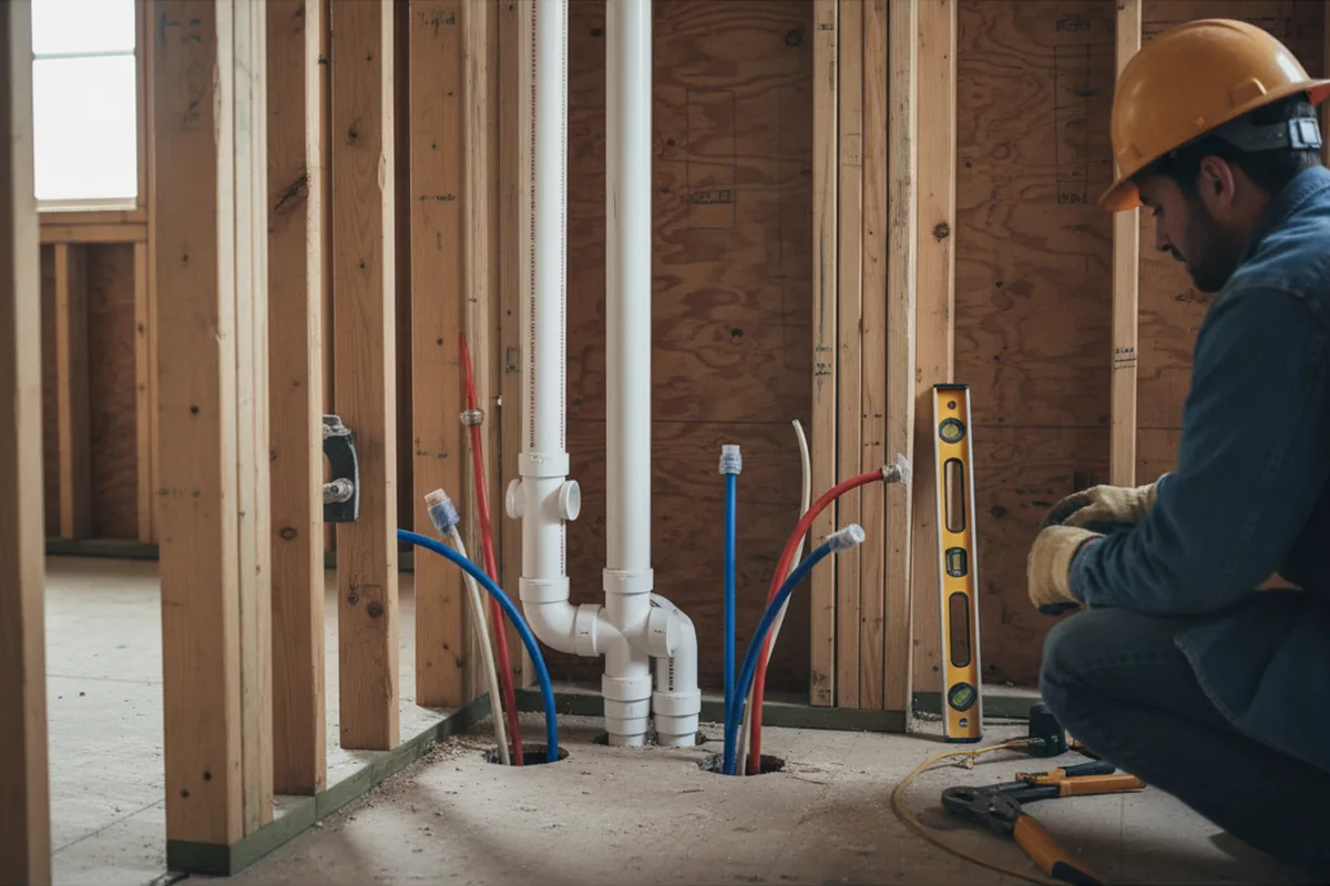 Drain and supply rough-in during Drain Cleaning in Potterville
